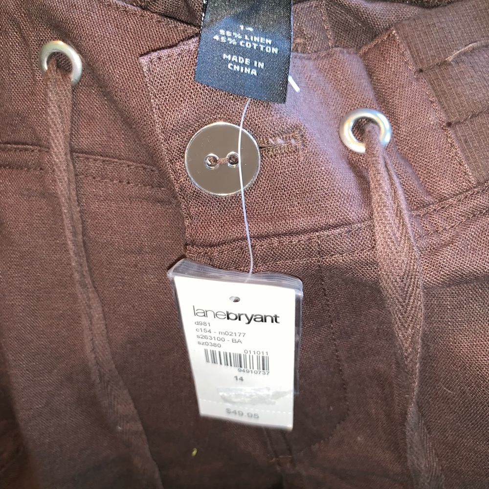 NWT Lane Bryant brown linen pants 14 - Picture 2 of 4